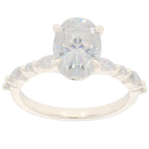 Marquise White Moissanite ring in 14K yellow gold with sparkling accent stones, elegant and luxurious design.